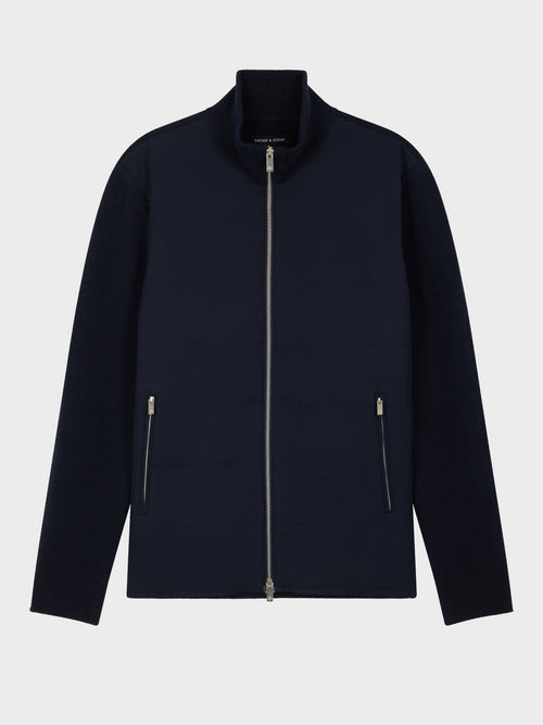 Doudoune bi-matière bleu marine - Father & Sons   - 6 