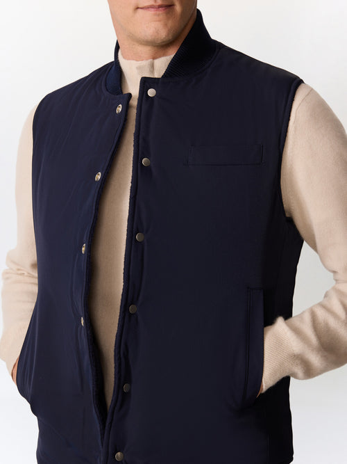 Doudoune sans manches bleu marine réversible - Father & Sons   - 3 