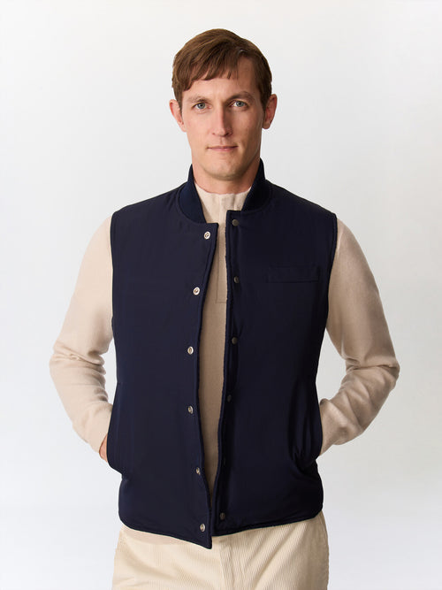 Doudoune sans manches bleu marine réversible - Father & Sons   - 4 
