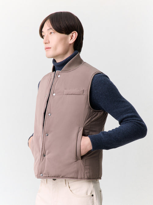 Doudoune sans manches marron réversible - Father & Sons   - 3 