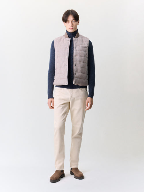 Doudoune sans manches marron réversible - Father & Sons   - 5 