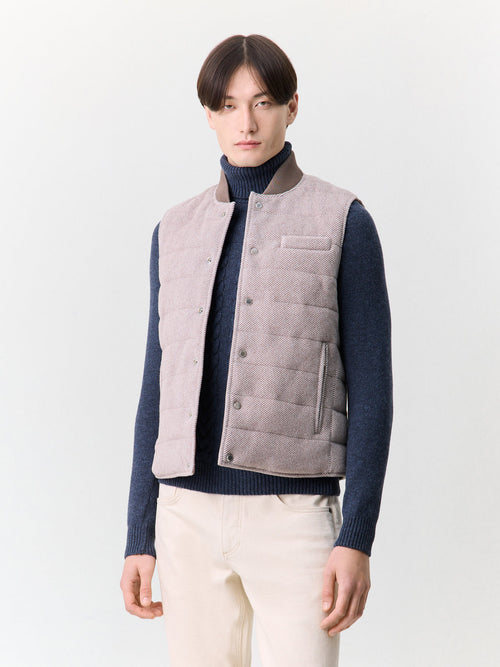 Doudoune sans manches marron réversible - 1 - Father & Sons   - 14 