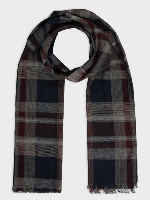 Echarpe bordeaux et bleu à carreaux - Father & Sons   - 1 