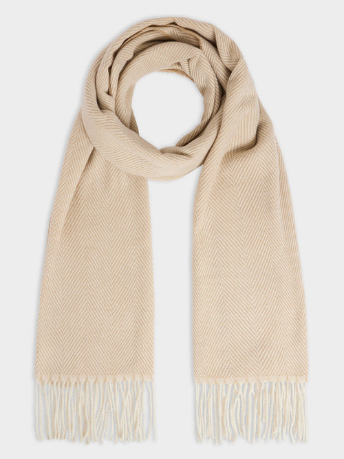 Echarpe à chevron beige - 1 - Father & Sons   - 7 