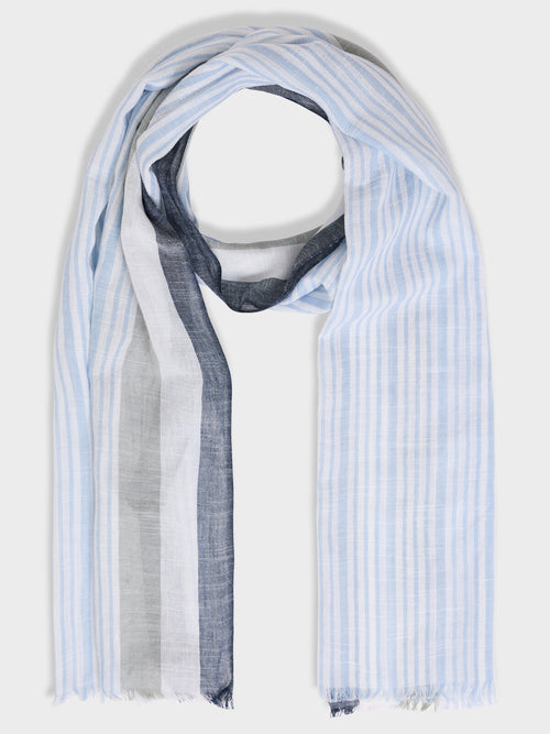 Echarpe en coton à rayures bleu gris - 1 - Father & Sons   - 2 