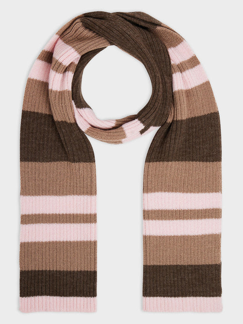 Echarpe en maille à rayures marron et rose - 1 - Father & Sons   - 14 