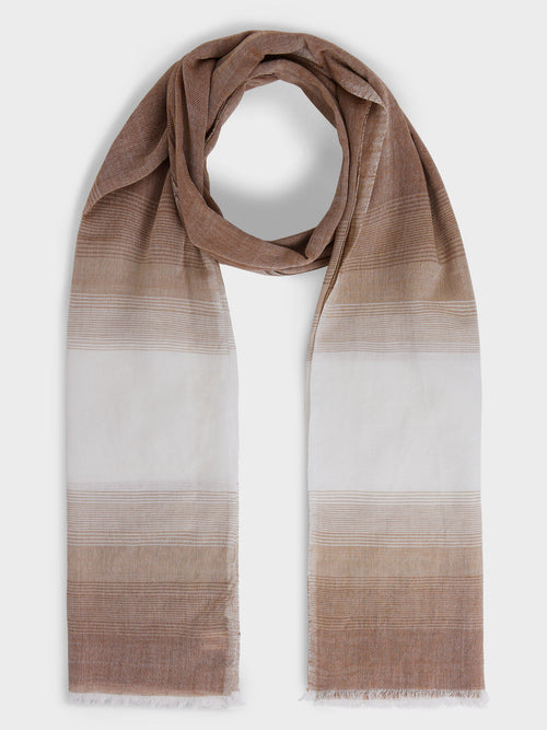 Echarpe en coton beige à rayures - 1 - Father & Sons   - 1 