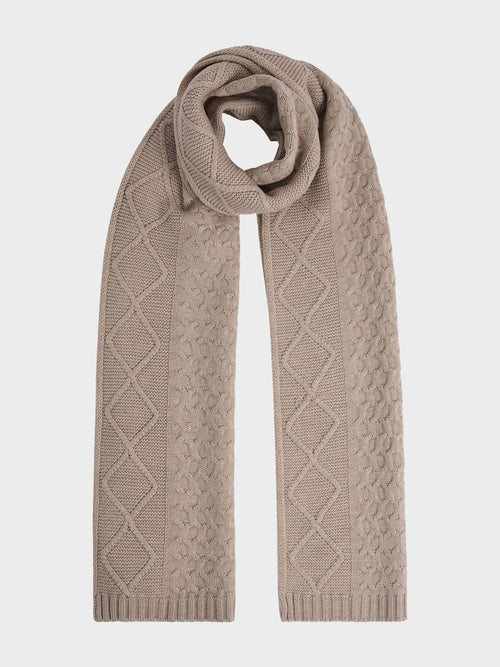 Echarpe en maille torsadée beige - 1 - Father & Sons   - 5 