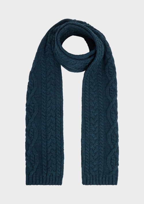 Echarpe en maille torsadée unie bleu prusse - 1 - Father & Sons   - 17 