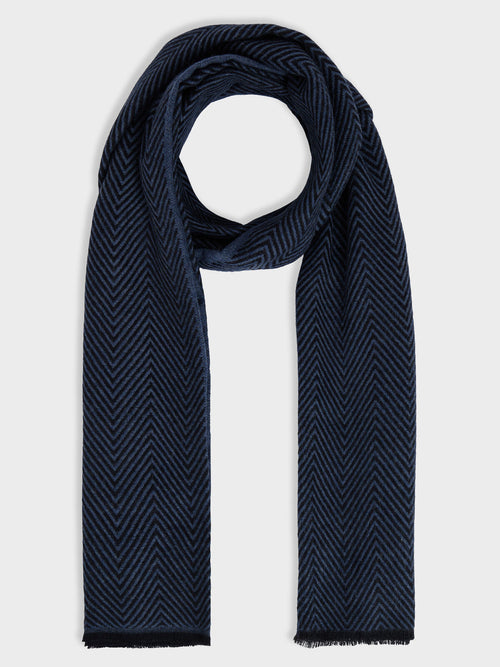 Echarpe bleu jeans à chevron - Father & Sons   - 1 