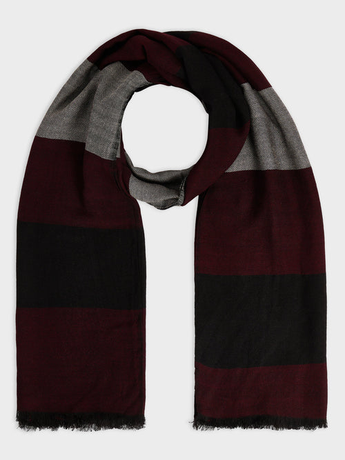 Echarpe à rayures bordeaux, gris et noir - 1 - Father & Sons   - 8 