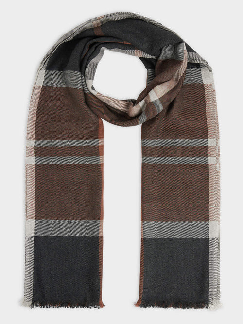 Echarpe rouille et gris à carreaux - Father & Sons   - 1 