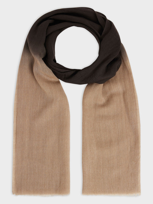 Echarpe en laine marron et beige - Father & Sons   -  