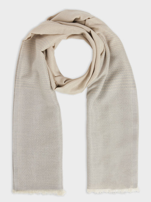 Echarpe beige et bleu à rayures - Father & Sons   - 1 