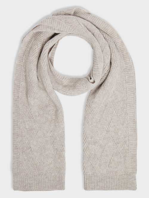Echarpe en maille torsadée beige - 1 - Father & Sons   - 16 