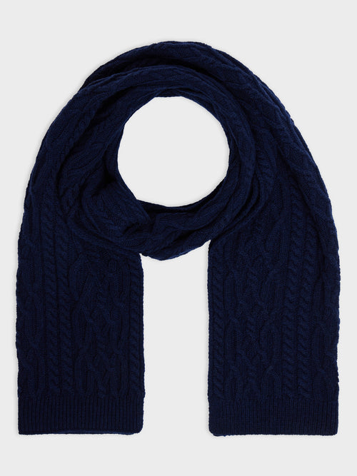 Echarpe en maille torsadée bleu indigo - 1 - Father & Sons   - 15 