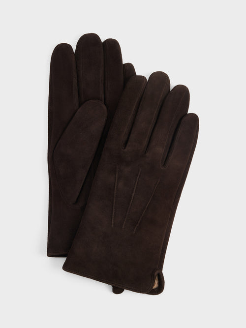 Gants en cuir nubuck marron - Father & Sons   - 1 