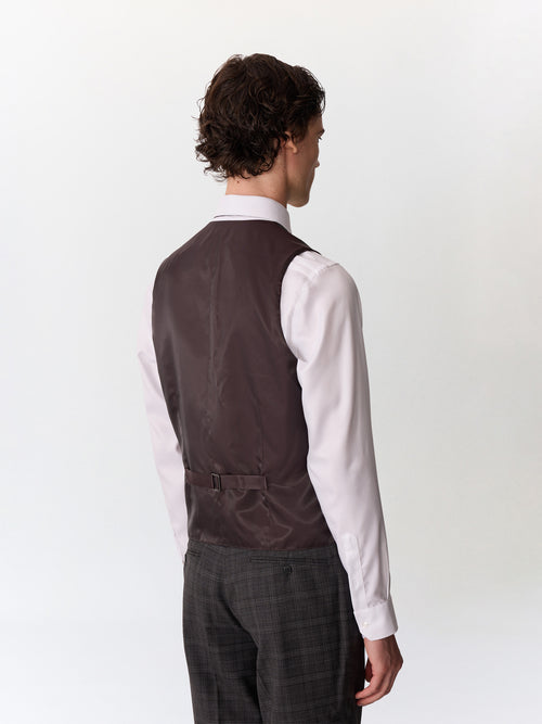 Gilet de costume en laine grise Prince de Galles - Father & Sons   - 2 