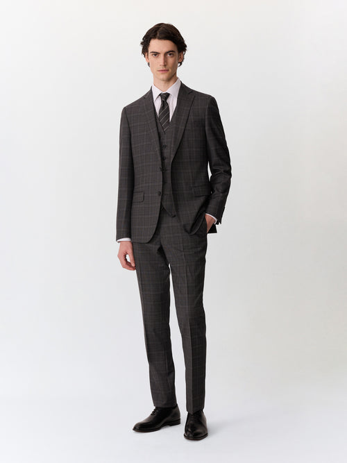 Gilet de costume en laine grise Prince de Galles - Father & Sons   - 4 
