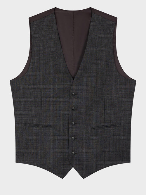 Gilet de costume en laine grise Prince de Galles - Father & Sons   - 5 