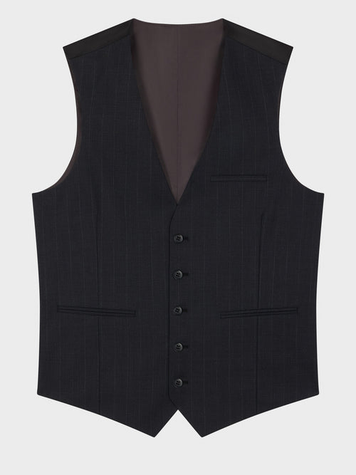 Gilet de costume en laine grise à rayures - Father & Sons   - 5 