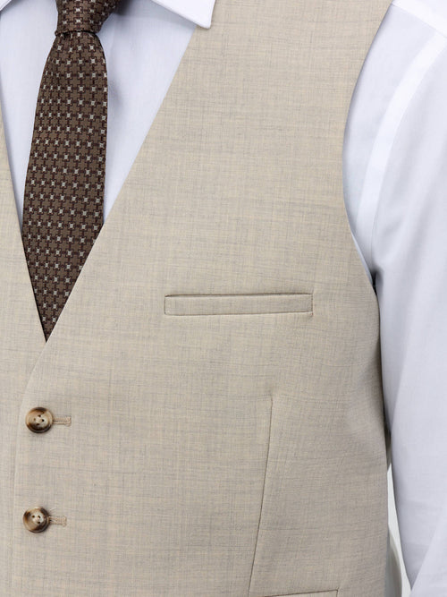 Gilet de costume en laine stretch beige - Father & Sons   - 3 