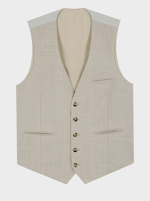 Gilet de costume en laine stretch beige - Father & Sons   - 4 