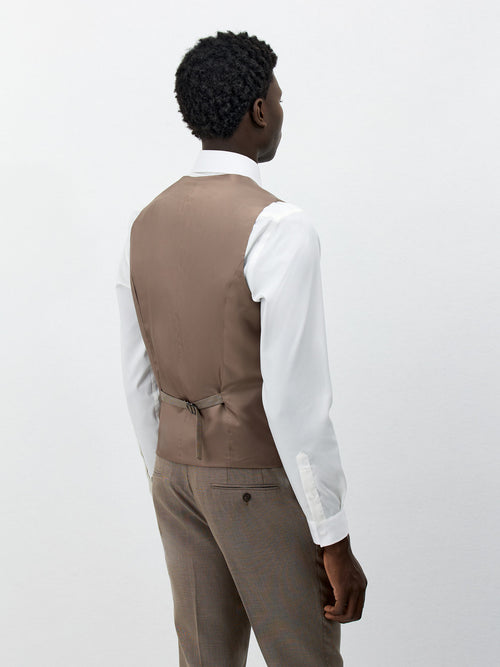 Gilet de costume en laine et soie beiges - 2 - Father & Sons   - 2 