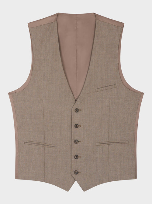 Gilet de costume en laine et soie beiges - Father & Sons   - 4 