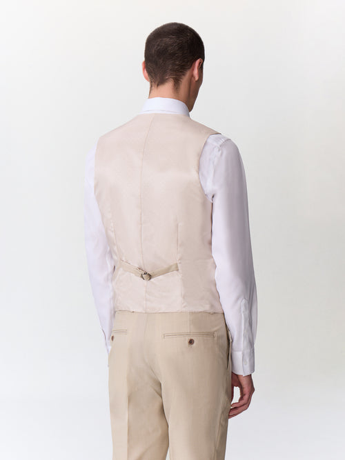 Gilet de costume croisé en laine beige - 2 - Father & Sons   - 1 