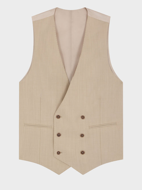 Gilet de costume croisé en laine beige - 1 - Father & Sons   - 9 