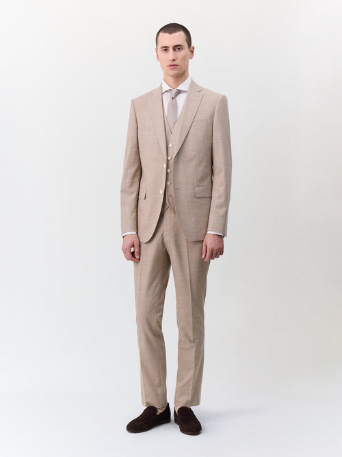 Gilet de costume en laine mélangée beige - Father & Sons   - 4 