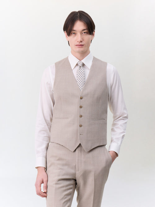 Gilet de costume en laine beige - 1 - Father & Sons   - 16 