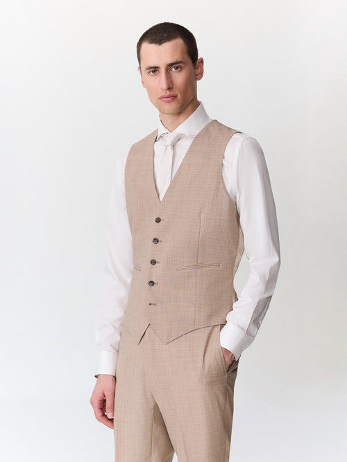 Gilet de costume en laine beige - 1 - Father & Sons   - 12 