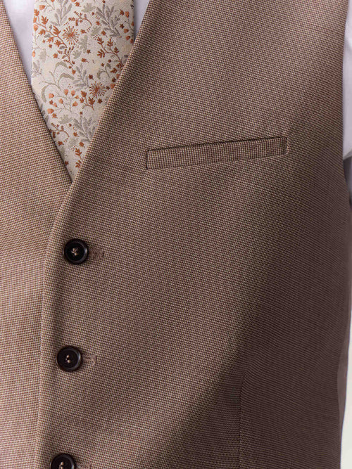 Gilet de costume en laine beige foncé - 2 - Father & Sons   - 4 