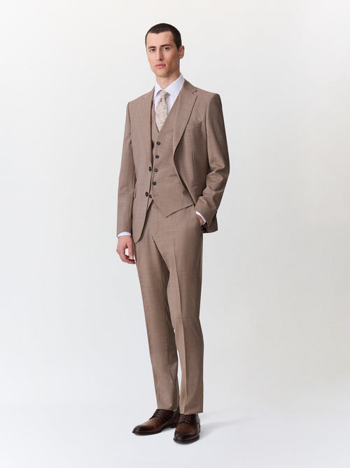 Gilet de costume en laine beige foncé - Father & Sons   - 3 