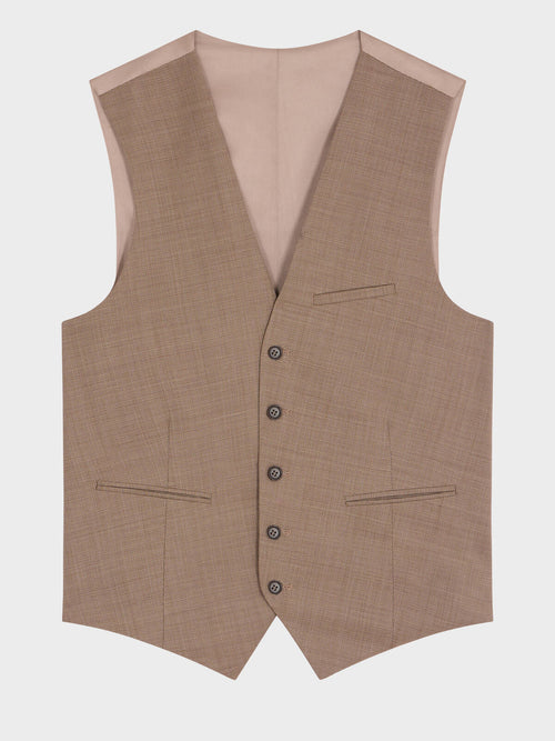 Gilet de costume en laine beige foncé - 1 - Father & Sons   - 11 