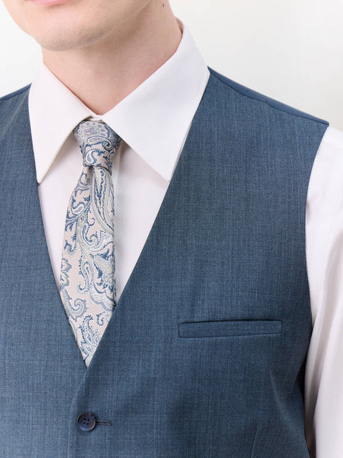 Gilet de costume en laine bleue - Father & Sons   - 3 