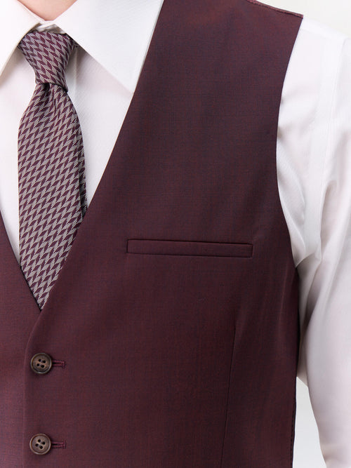 Gilet de costume en laine stretch bordeaux - Father & Sons   - 3 