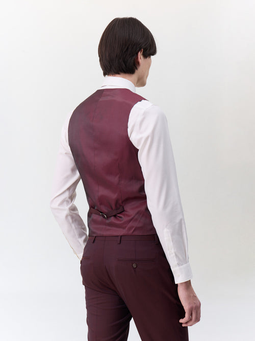 Gilet de costume en laine stretch bordeaux - 2 - Father & Sons   - 18 