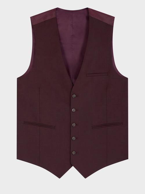 Gilet de costume en laine stretch bordeaux - Father & Sons   - 4 