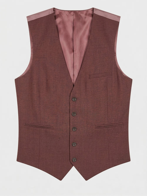 Gilet de costume en laine mélangée bordeaux - Father & Sons   -  