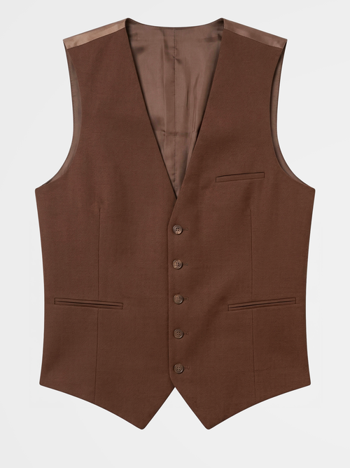 Gilet de costume en laine stretch marron - Father & Sons   - 1 