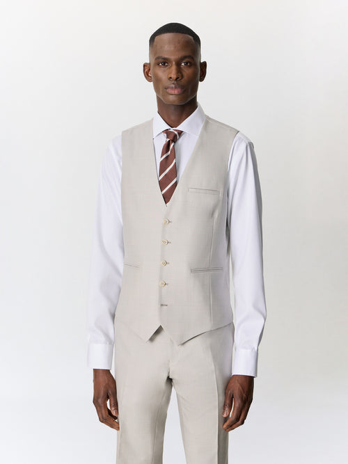 Gilet de costume en laine greige - 1 - Father & Sons   - 11 