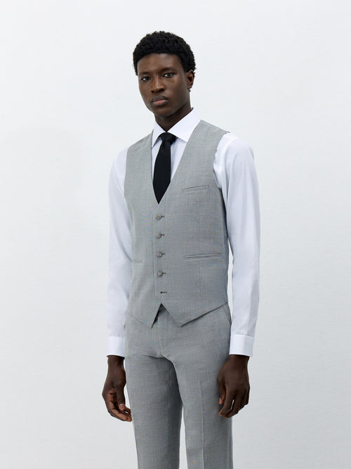 Gilet de costume en laine et soie gris clair - 1 - Father & Sons   - 4 