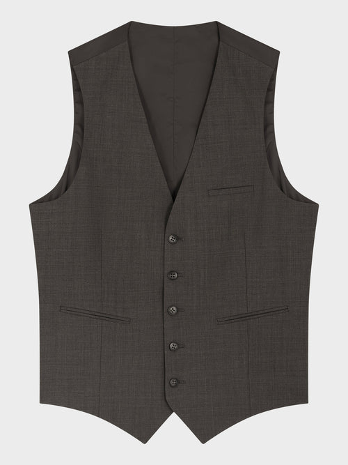 Gilet de costume en laine stretch kaki - Father & Sons   - 4 