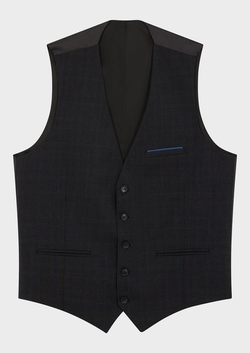 Gilet de costume en laine noire Prince de Galles - 1 - Father & Sons   - 19 