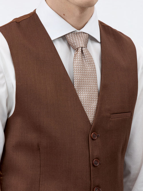 Gilet de costume en laine terracotta - Father & Sons   - 3 