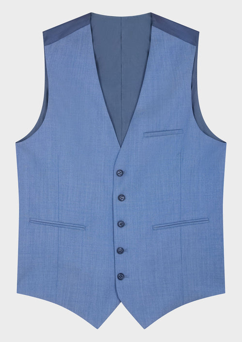 Gilet de costume en laine unie bleu azur - 1 - Father & Sons   - 20 