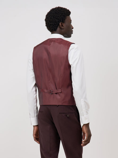 Gilet de costume en laine mélangée bordeaux - Father & Sons   - 2 